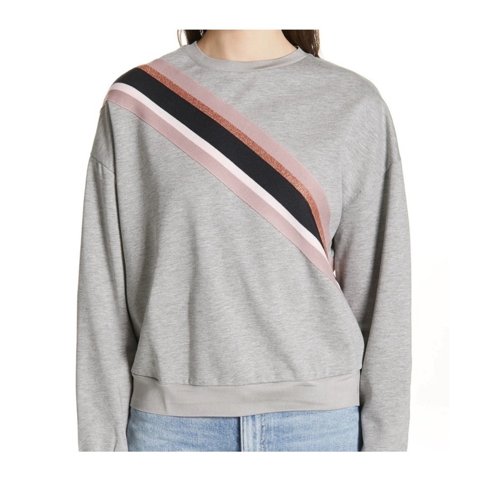 Ted Baker London‎ Womens Heysin Grey Sweatshirt Metallic Trim Size US 6 Preppy
